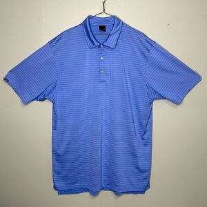 Dunning Golf Performance Fabric‎ Light Blue Striped Polo Golf Shirt  XXL
